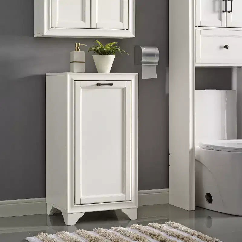 Tara Linen Hamper Decorative Wall Cabinet White - Crosley
