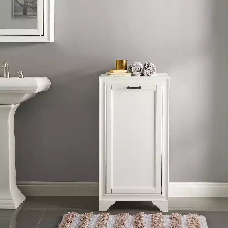 Tara Linen Hamper Decorative Wall Cabinet White - Crosley