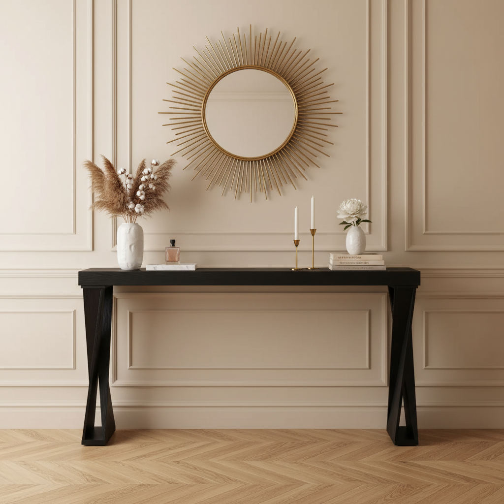 Console moderne en bois 58,3 à pieds croisés