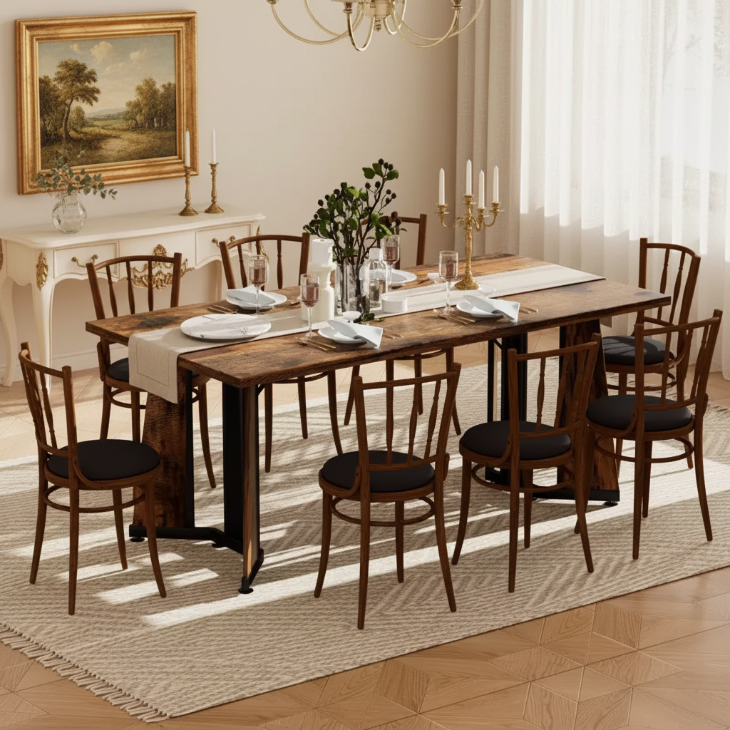 Table à manger rectangulaire de 180 cm de long pour 8 personnes, Table de cuisine étanche avec pieds réglables, Table à dîner pour cuisine, bureau