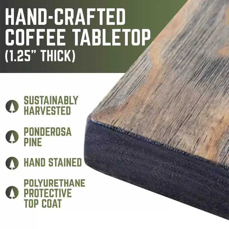 RESTORE Boulder Black Solid Wood Coffee Table by Pipe Decor
