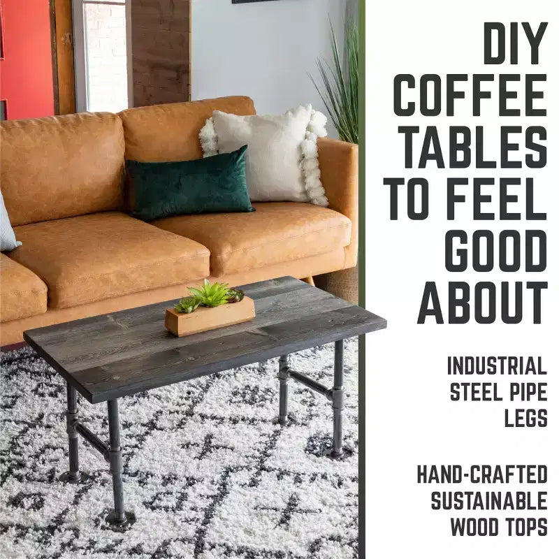 RESTORE Boulder Black Solid Wood Coffee Table by Pipe Decor
