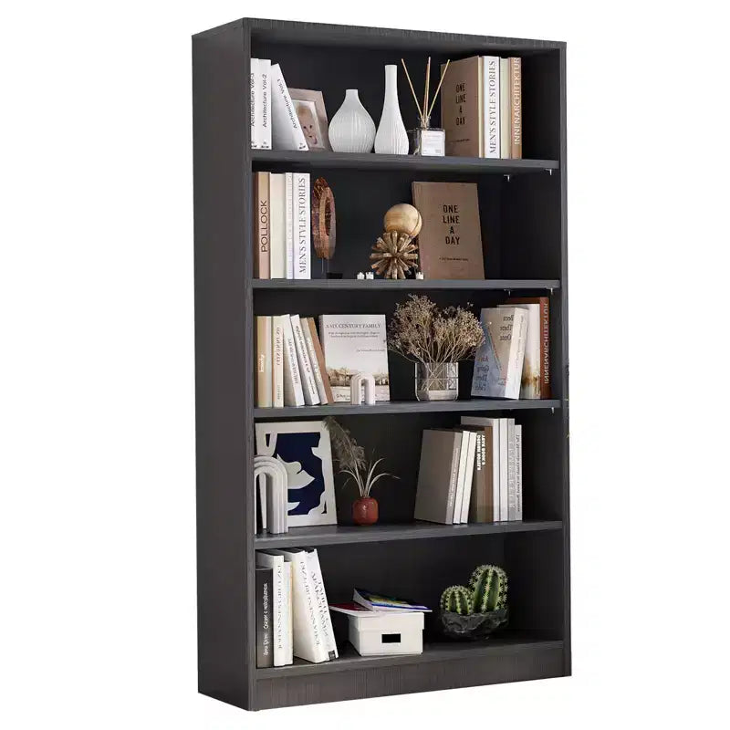 GDFStudio Edwin Modern 5-Tier Tall Bookcase with 3 Adjustable Shelves