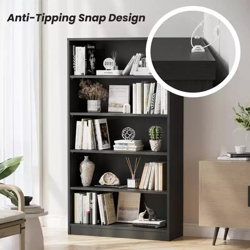GDFStudio Edwin Modern 5-Tier Tall Bookcase with 3 Adjustable Shelves