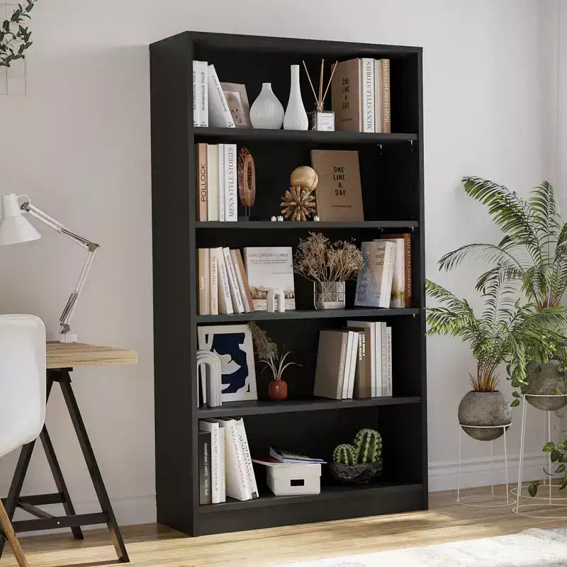 GDFStudio Edwin Modern 5-Tier Tall Bookcase with 3 Adjustable Shelves