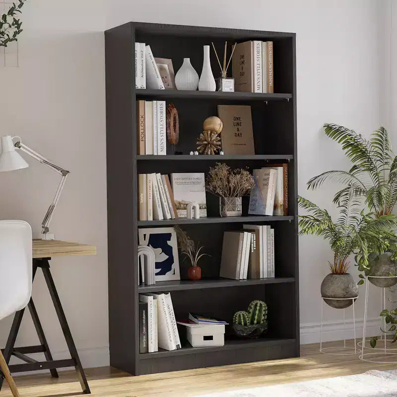 GDFStudio Edwin Modern 5-Tier Tall Bookcase with 3 Adjustable Shelves