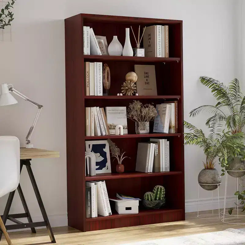 GDFStudio Edwin Modern 5-Tier Tall Bookcase with 3 Adjustable Shelves