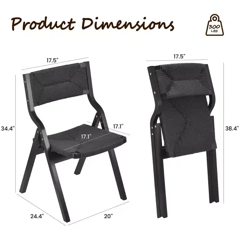 GDFStudio Colette Farmhouse Stackable Foldable Woven Rattan Dining Chairs (Set of 2)
