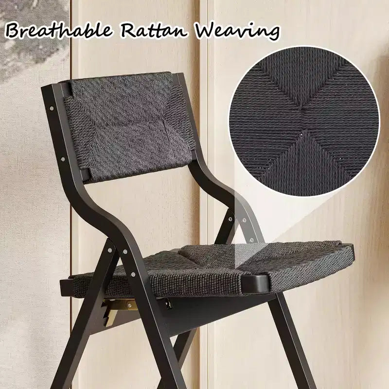 GDFStudio Colette Farmhouse Stackable Foldable Woven Rattan Dining Chairs (Set of 2)