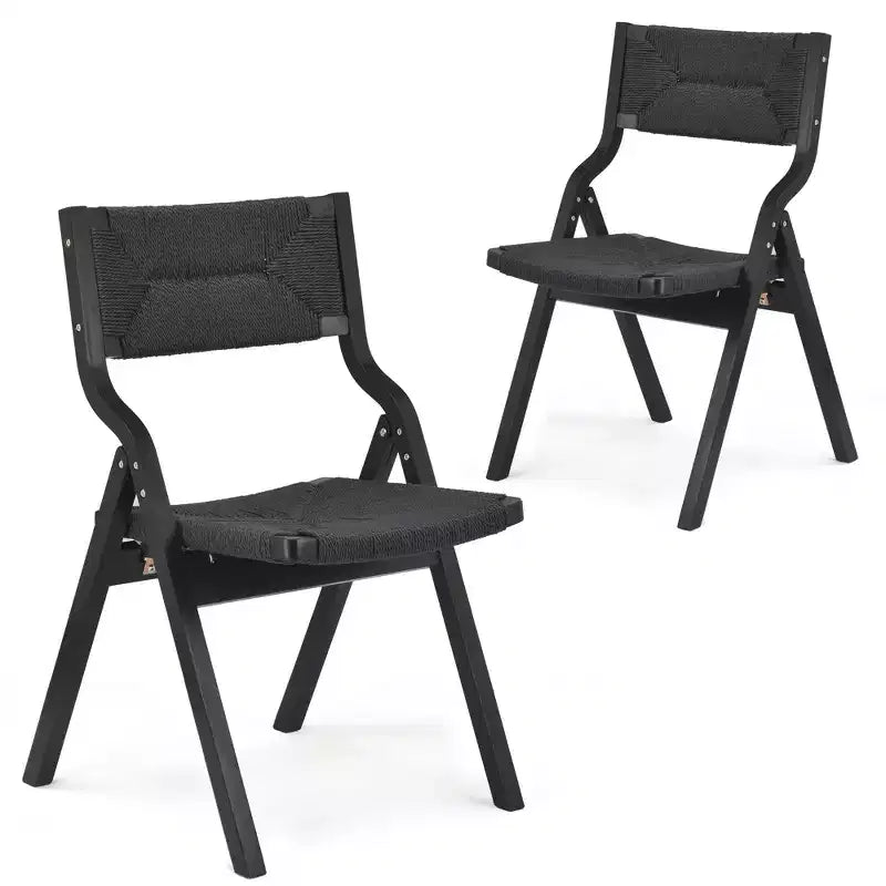 GDFStudio Colette Farmhouse Stackable Foldable Woven Rattan Dining Chairs (Set of 2)
