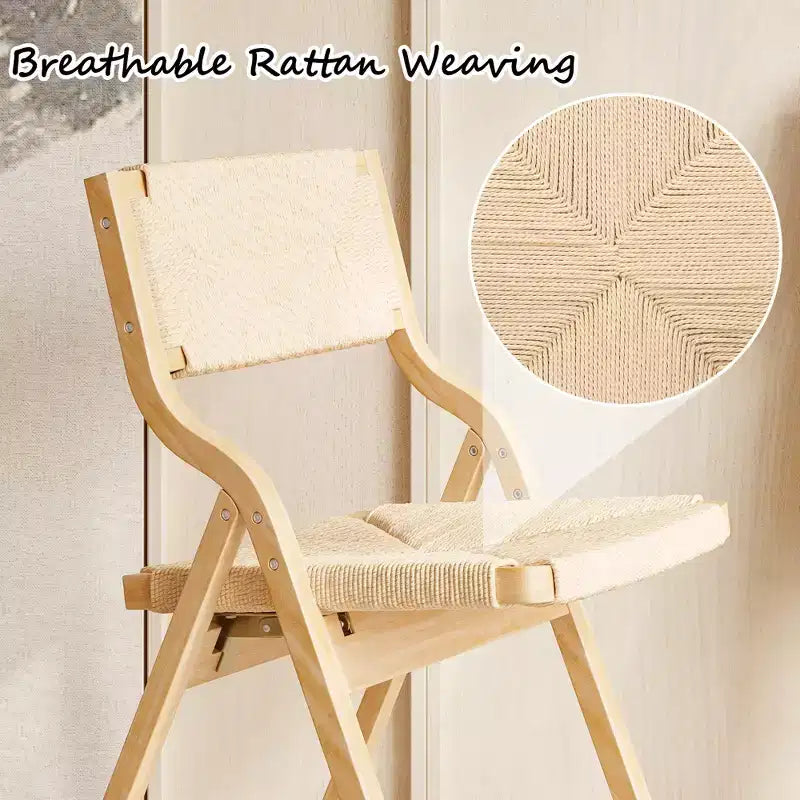 GDFStudio Colette Farmhouse Stackable Foldable Woven Rattan Dining Chairs (Set of 2)