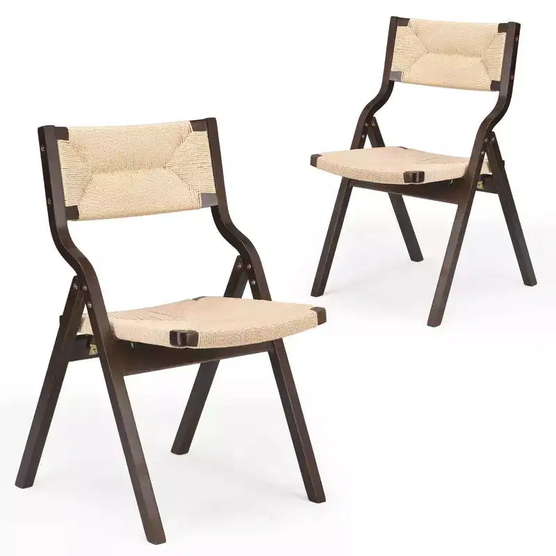 GDFStudio Colette Farmhouse Stackable Foldable Woven Rattan Dining Chairs (Set of 2)
