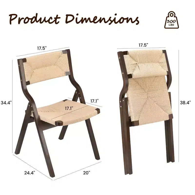 GDFStudio Colette Farmhouse Stackable Foldable Woven Rattan Dining Chairs (Set of 2)