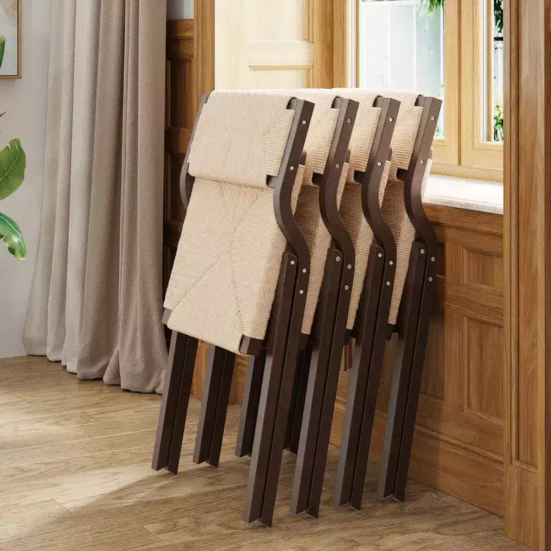GDFStudio Colette Farmhouse Stackable Foldable Woven Rattan Dining Chairs (Set of 2)