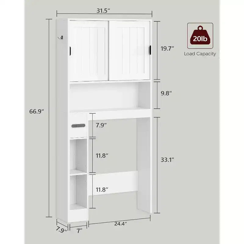 Dcolora Over The Toilet Storage Cabinet, Farmhouse Storage Cabinet Over Toilet with Sliding Doors