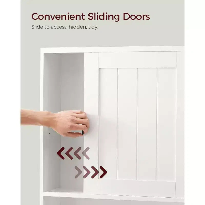 Dcolora Over The Toilet Storage Cabinet, Farmhouse Storage Cabinet Over Toilet with Sliding Doors