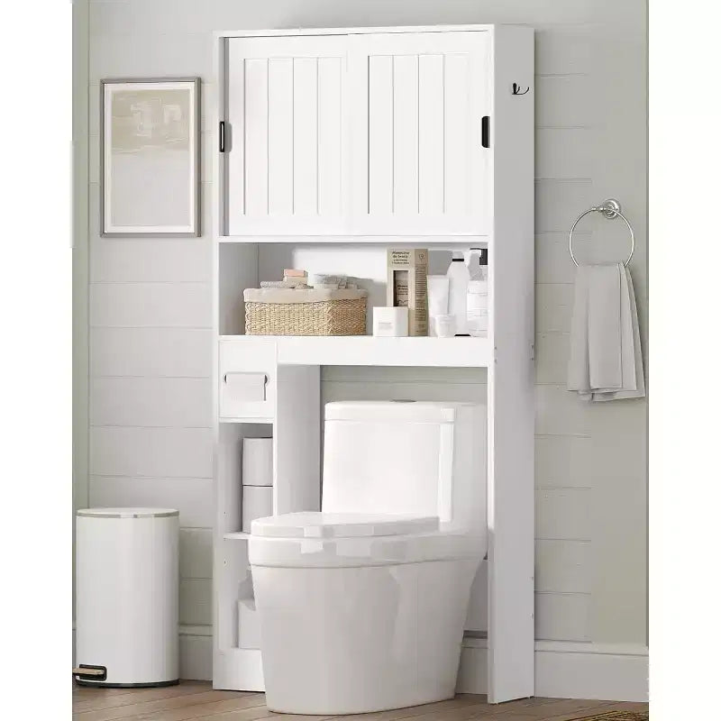Dcolora Over The Toilet Storage Cabinet, Farmhouse Storage Cabinet Over Toilet with Sliding Doors