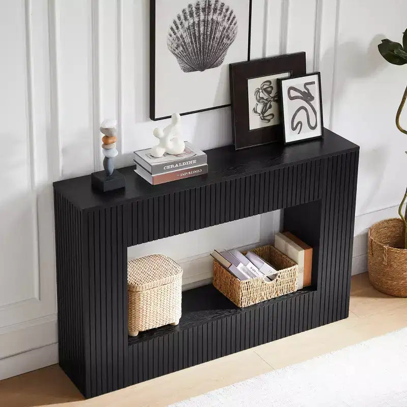 GDFStudio Lucienne 55.12'' Rustic Slatted Console Table with Lower Shelf