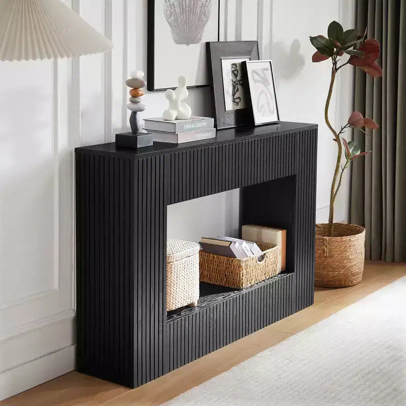 GDFStudio Lucienne 55.12'' Rustic Slatted Console Table with Lower Shelf
