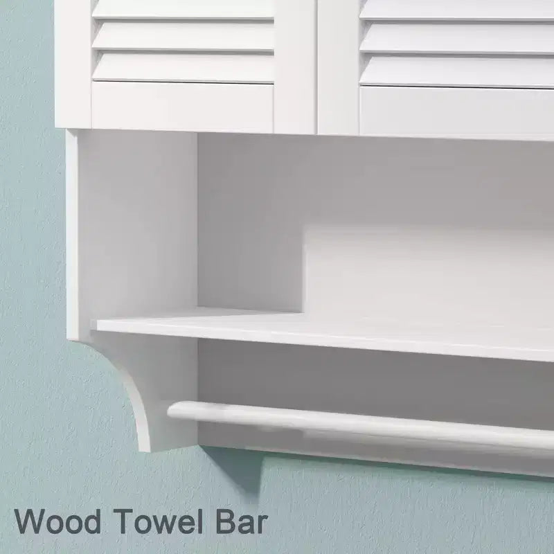 GDFStudio Fiona Modern Wall-Mounted Bathroom Cabinet with 1 Towel Bar, 2 Louvered Doors and Shelves