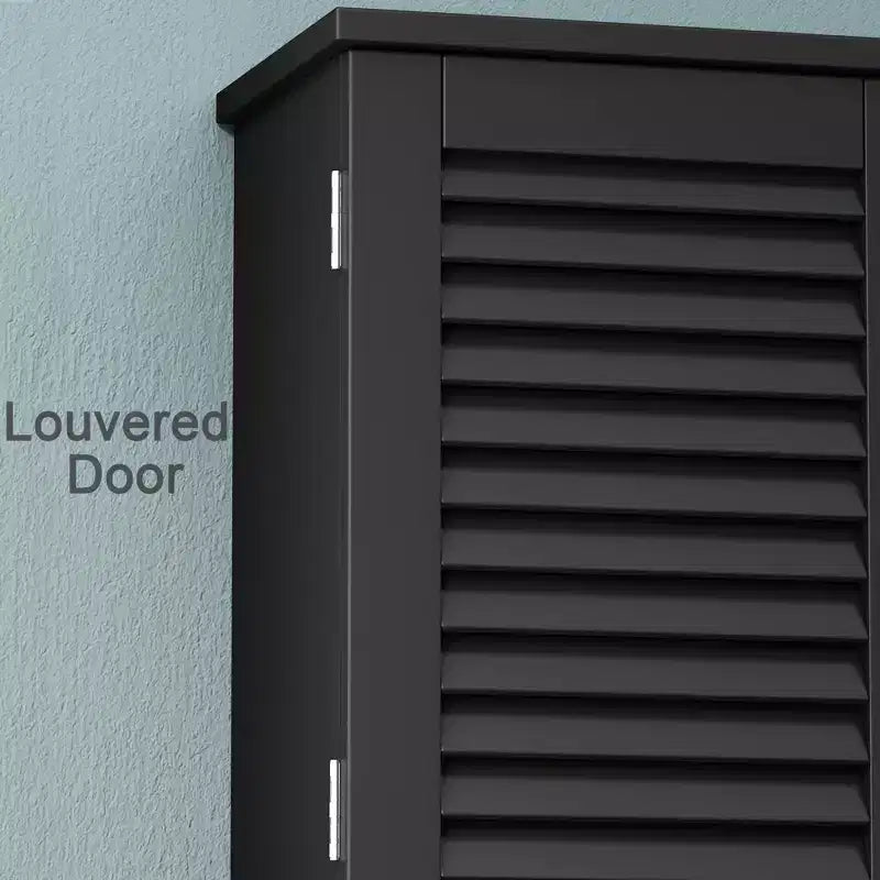 GDFStudio Fiona Modern Wall-Mounted Bathroom Cabinet with 1 Towel Bar, 2 Louvered Doors and Shelves