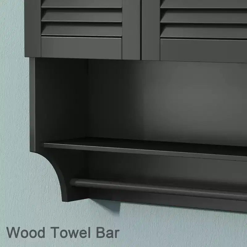 GDFStudio Fiona Modern Wall-Mounted Bathroom Cabinet with 1 Towel Bar, 2 Louvered Doors and Shelves