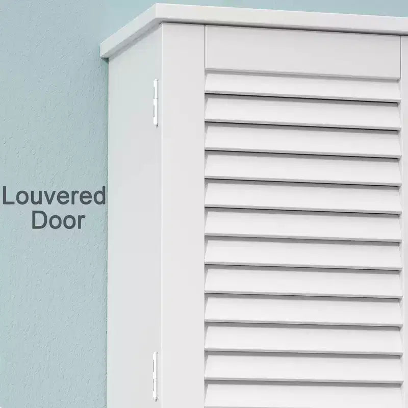 GDFStudio Fiona Modern Wall-Mounted Bathroom Cabinet with 1 Towel Bar, 2 Louvered Doors and Shelves