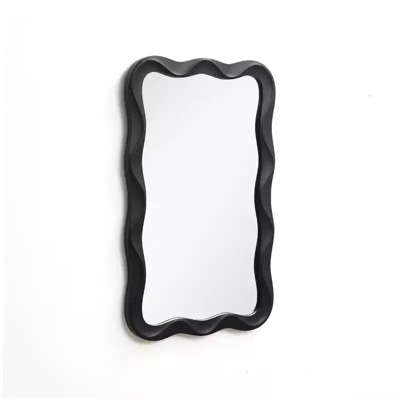 LuxenHome Modern Black MDF Wood Wavy Rectangle Wall Mirror, 35.4 H x 21.65 W Home Decor