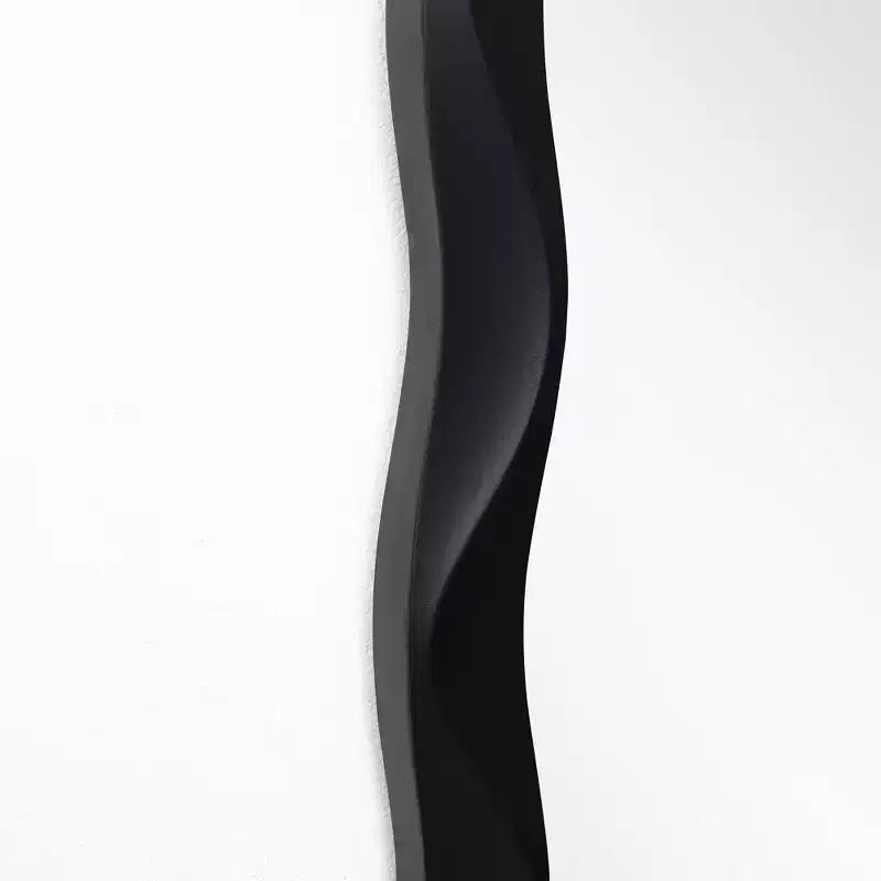 LuxenHome Modern Black MDF Wood Wavy Rectangle Wall Mirror, 35.4 H x 21.65 W Home Decor