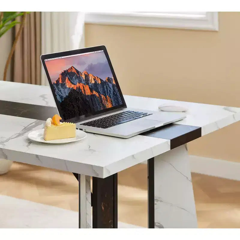 Okak 70.9IN Long Rectangular Dining Table Set for 8 People, Waterproof Kitchen Table with Adjustable Legs, Dinner Table for Kitchen, Office