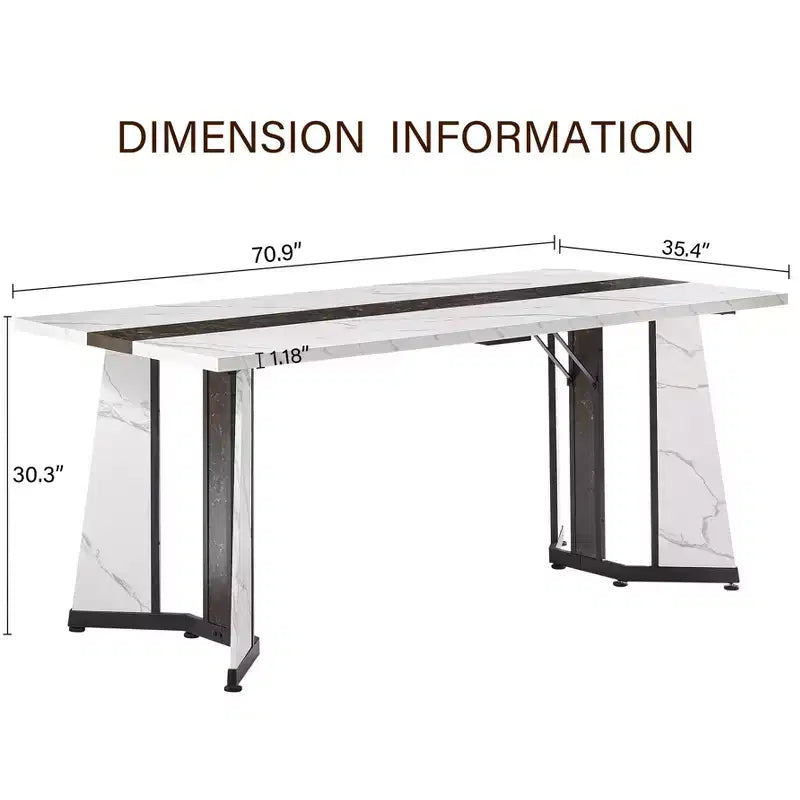 Okak 70.9IN Long Rectangular Dining Table Set for 8 People, Waterproof Kitchen Table with Adjustable Legs, Dinner Table for Kitchen, Office