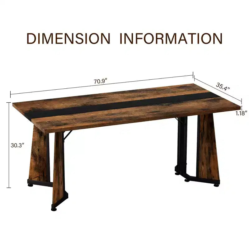 Okak 70.9IN Long Rectangular Dining Table Set for 8 People, Waterproof Kitchen Table with Adjustable Legs, Dinner Table for Kitchen, Office