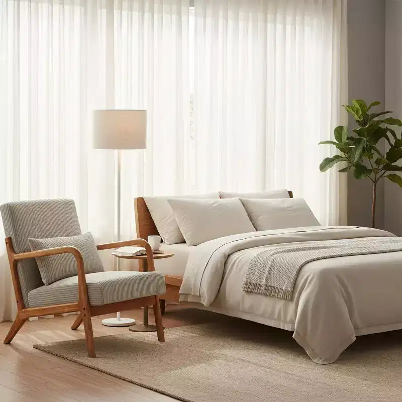 Homy Casa Mid-Century Modern Accent Chair with Solid Wood Frame and Upholstered Seat, for Living Room, Bedroom or Reading Corner