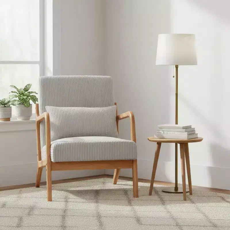Homy Casa Mid-Century Modern Accent Chair with Solid Wood Frame and Upholstered Seat, for Living Room, Bedroom or Reading Corner