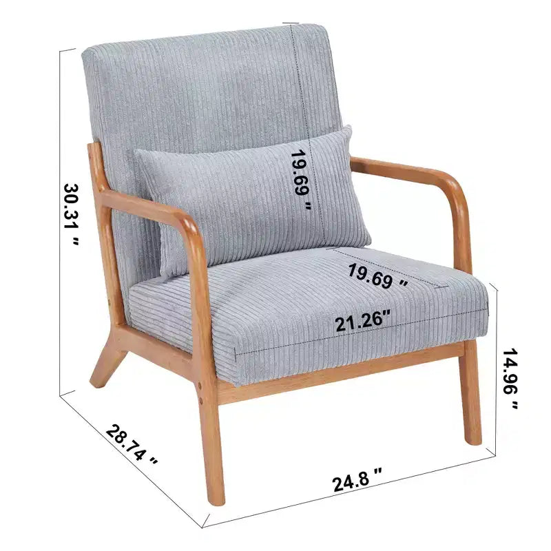 Homy Casa Mid-Century Modern Accent Chair with Solid Wood Frame and Upholstered Seat, for Living Room, Bedroom or Reading Corner