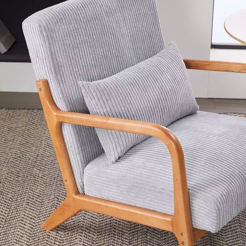 Homy Casa Mid-Century Modern Accent Chair with Solid Wood Frame and Upholstered Seat, for Living Room, Bedroom or Reading Corner