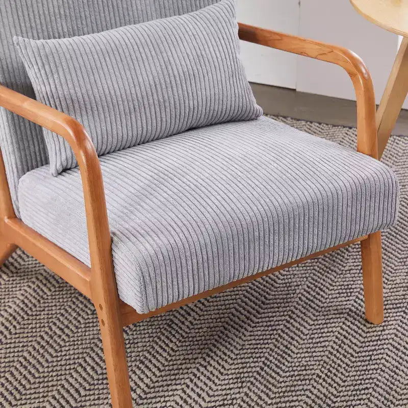 Homy Casa Mid-Century Modern Accent Chair with Solid Wood Frame and Upholstered Seat, for Living Room, Bedroom or Reading Corner