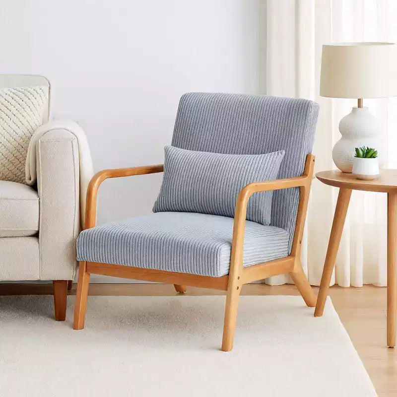 Homy Casa Mid-Century Modern Accent Chair with Solid Wood Frame and Upholstered Seat, for Living Room, Bedroom or Reading Corner