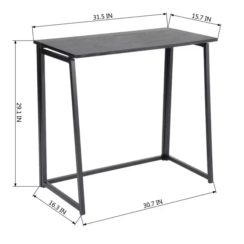 FurnitureR Folding Home Office Desk, 31.5 Inches Foldable Table, Space Saving Computer Study Desk Compact Writing Workstation for Small Space, Black