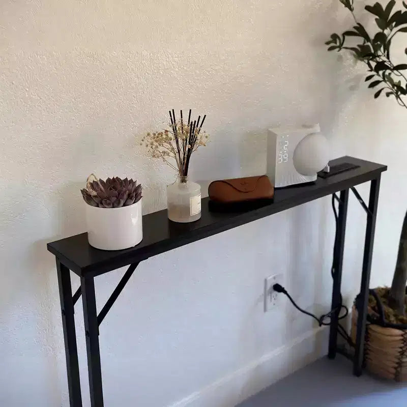 5.9 Narrow Console Table 2-Tier Adjustable Sofa Table with Charger (for Living Room/Entryway/Hallway)