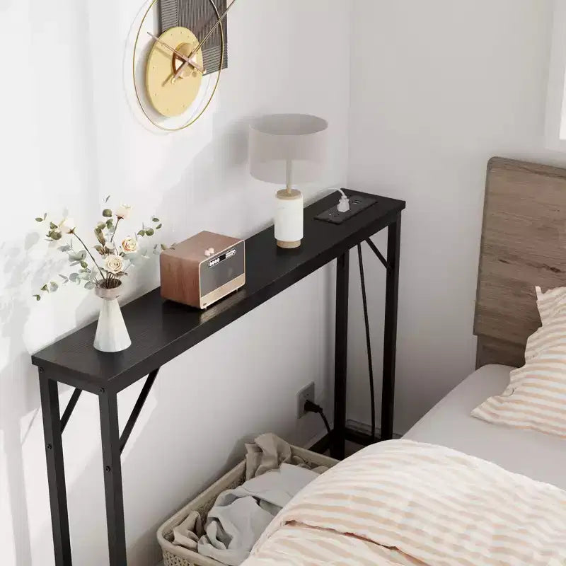 5.9 Narrow Console Table 2-Tier Adjustable Sofa Table with Charger (for Living Room/Entryway/Hallway)