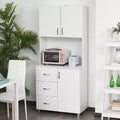 Freestanding Kitchen Buffet with Hutch Storage Organizer with 2 Door Cabinets, 3 Drawers and Open Countertop, Adjustable Shelf