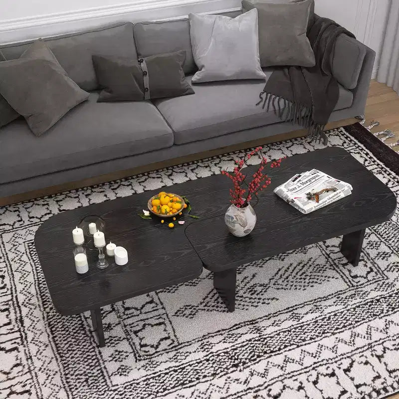 GDFStudio Becker Modern Fir Wood Extendable Nesting Coffee Table Set