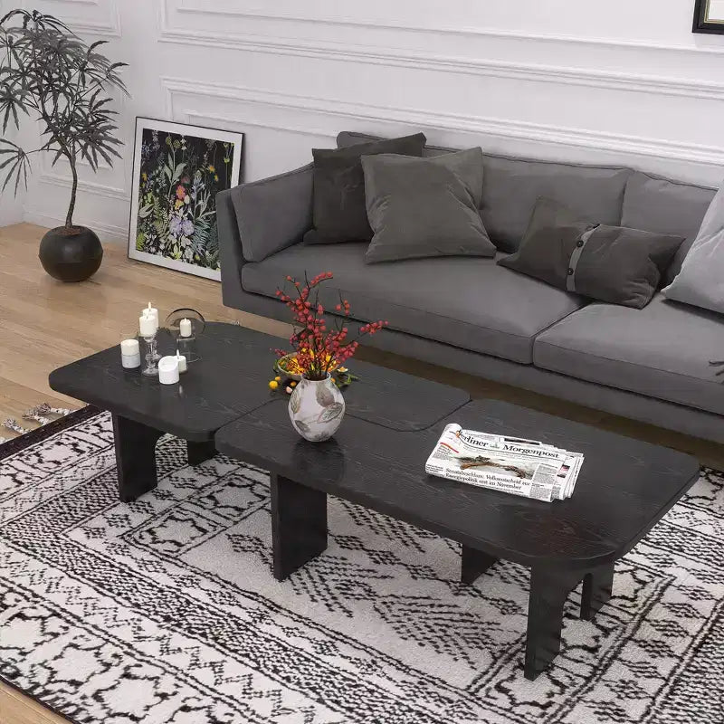 GDFStudio Becker Modern Fir Wood Extendable Nesting Coffee Table Set