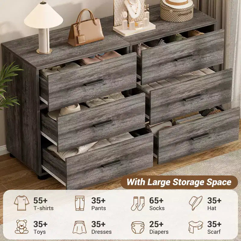 Besiost Set of 2 Wooden Storage Dressers with 3 Drawers, Closet Storage Cabinet and Nightstand