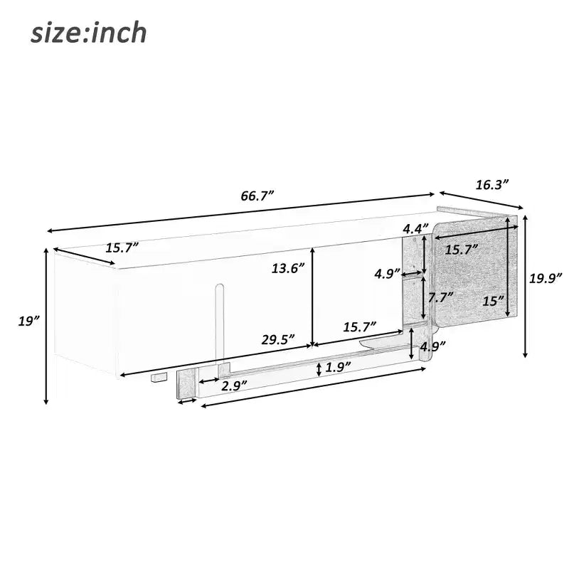 Bestier 66.7 Inch Light Luxury TV Stand for TVs up to 70 Inches, Modern TV Cabinet with Metal Legs, 1 Drawer, 2 Cabinets for Living room