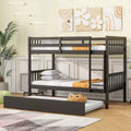Twin Over Twin Bunk Bed with Trundle & Safety Guardrails, Convertible to 2 Bed - ModernLuxe