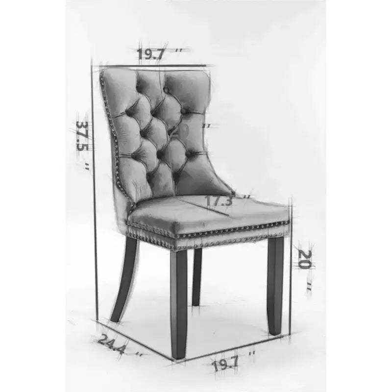 Okak Set of 2 Modern Velvet Tufted Back Dining Chairs with Gold Legs,Armless Upholstered Accent Chairs for Dining Room,Kitchen
