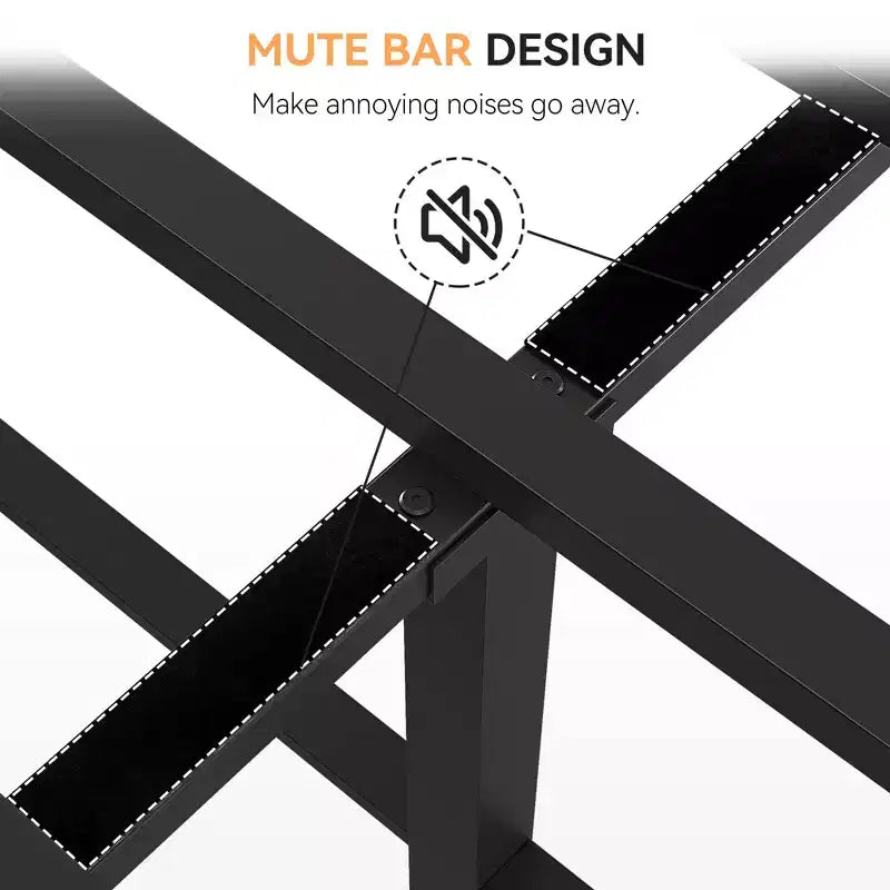 oho Style Bed Frame with Rattan Headboard, Platform Bed Frame with Strong Metal Slat Support,No Box Spring Needed,Black & Oak