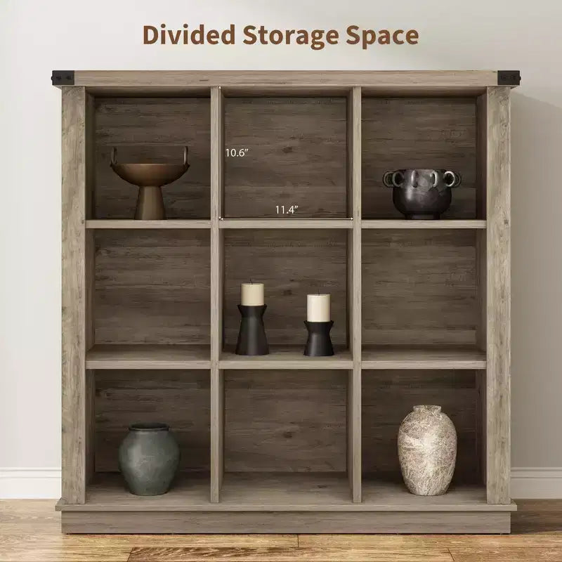GustoWave 9 Cube Storage Organizer Bookshelf, 37.4 Inch Wood Storage Bookcase for Entryway, Long Low Bookshelves for Living Room